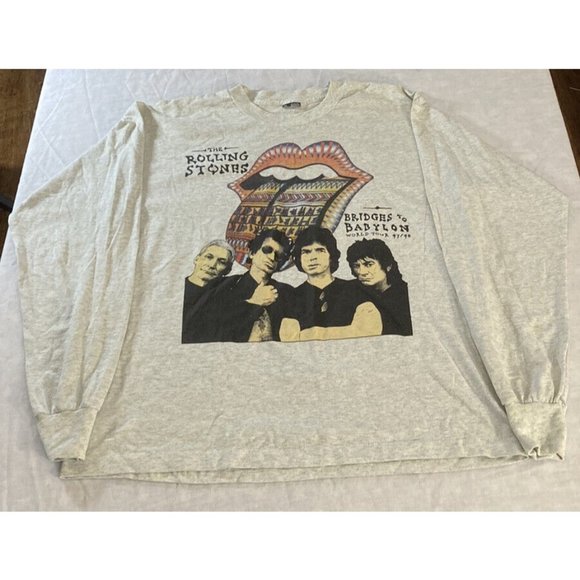 Rolling Stones Tour L/S T-Shirt Rare! Bridge to Babylon 1997/1998 sz XL Vintage - Picture 1 of 8